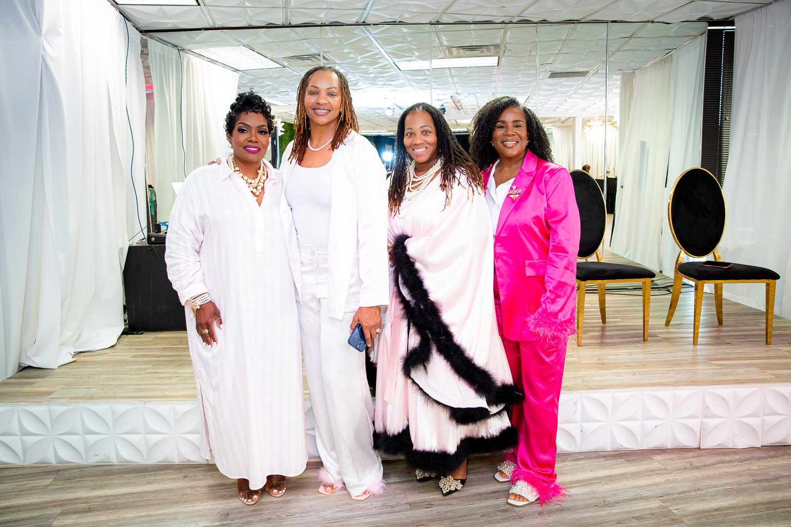 Angela with community members at a Chat & Chew event